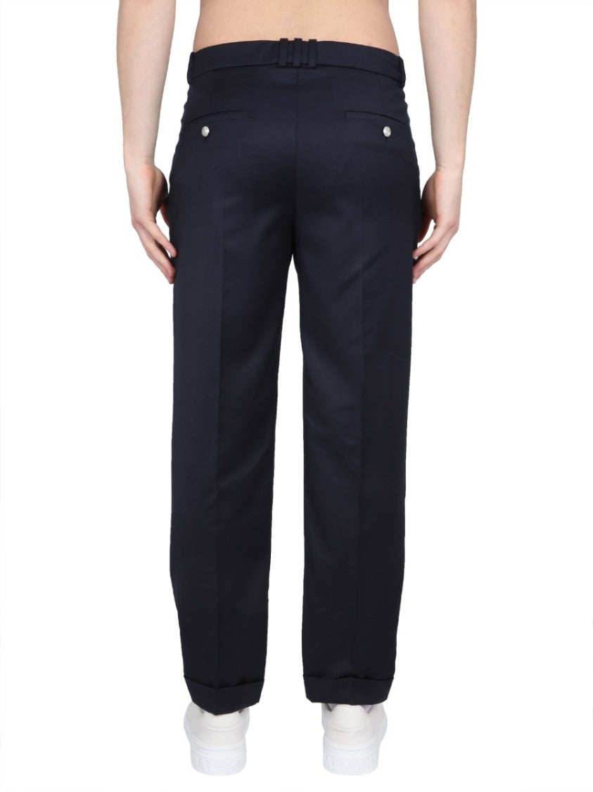 Black Wool Straight Leg Pants