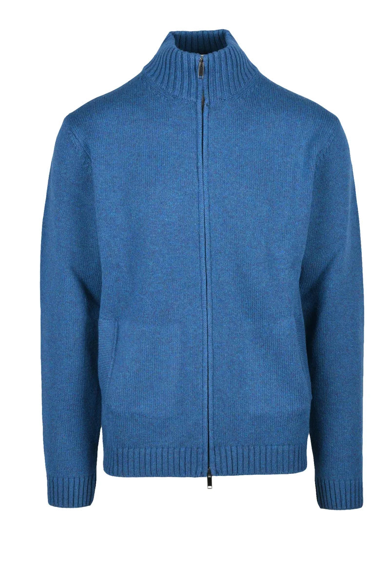Extrafine Merino Wool Cardigan - Blue