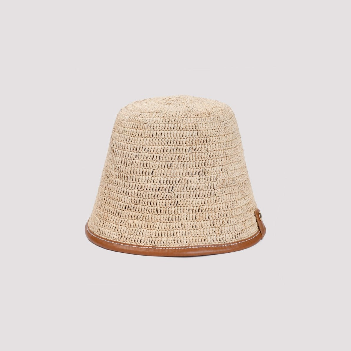 Raffia And Leather Bucket Hat With Gold Accents