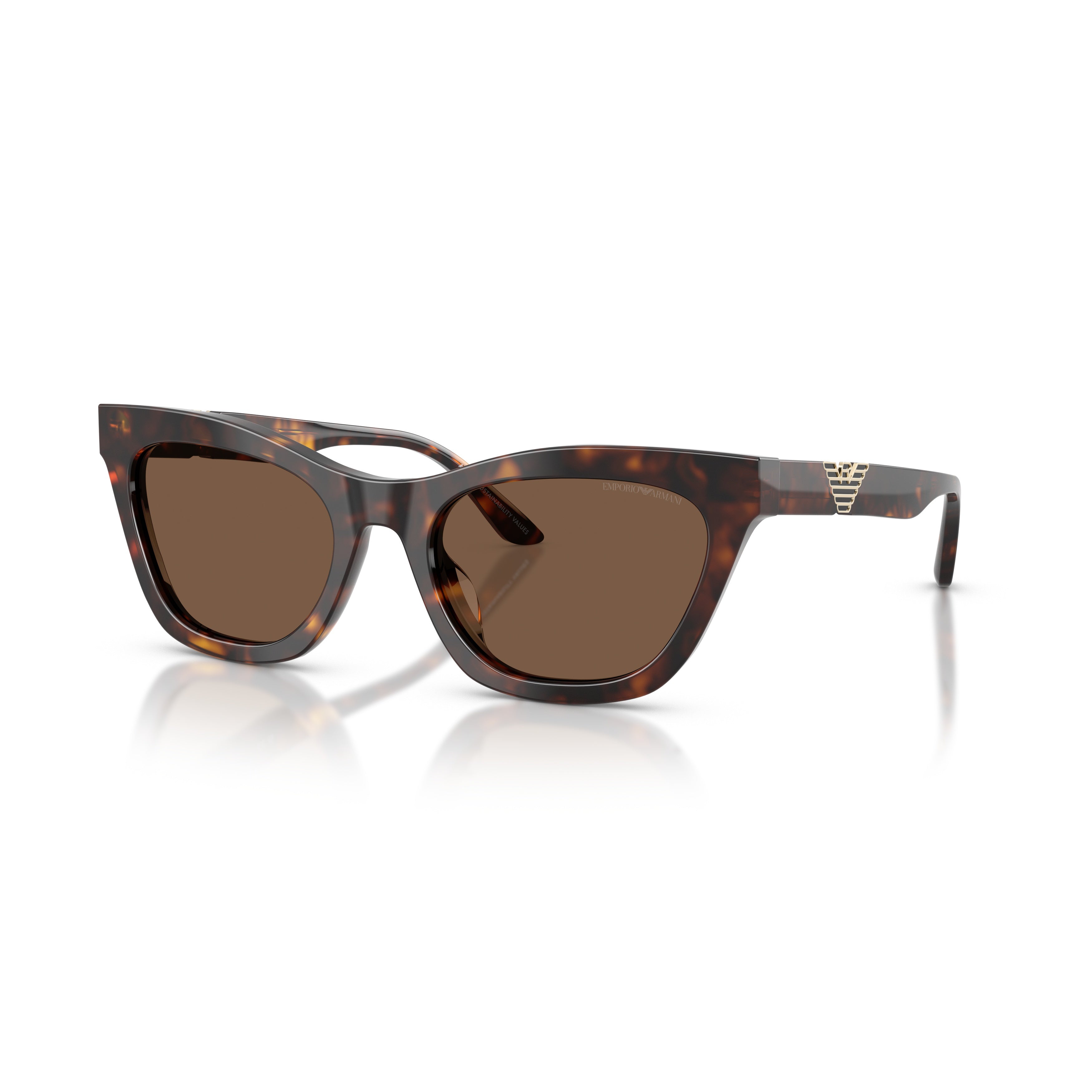 0ea4259u Angular Tortoiseshell Cat-Eye Sunglasses with Metallic Detail