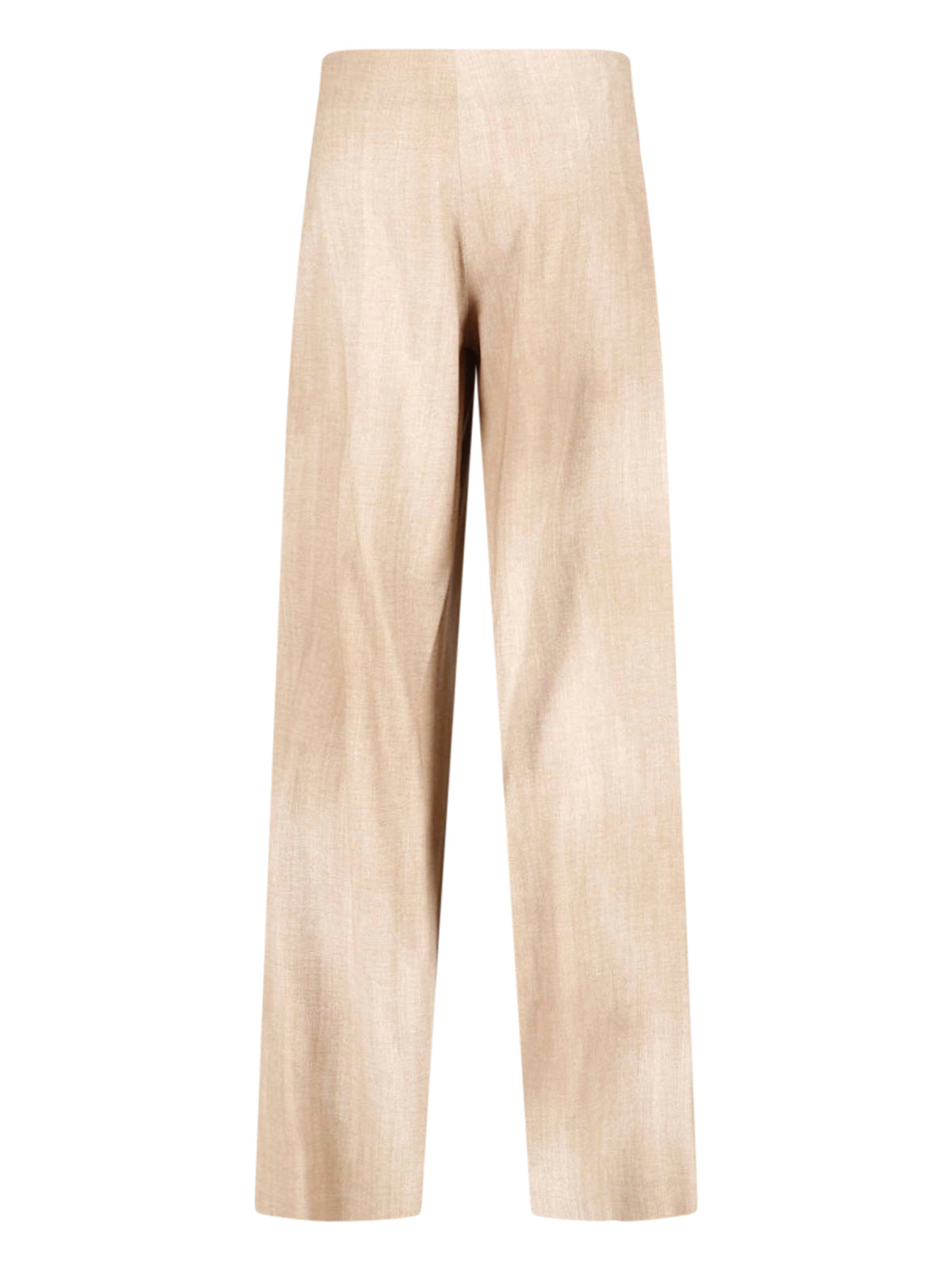 Beige Viscose Gathered Elastic Waist Pants