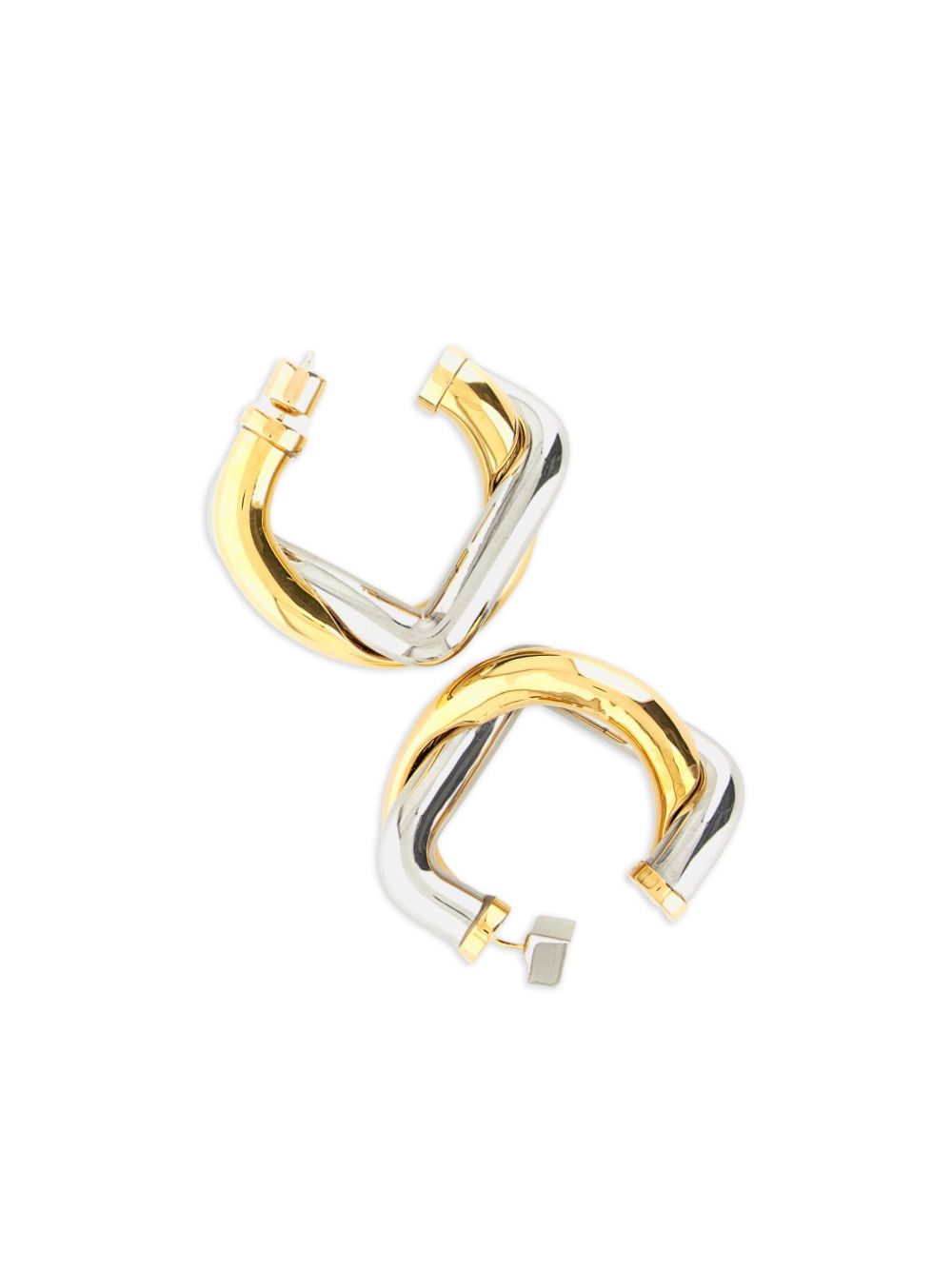 Two-Tone Brass Open Hoop Earrings