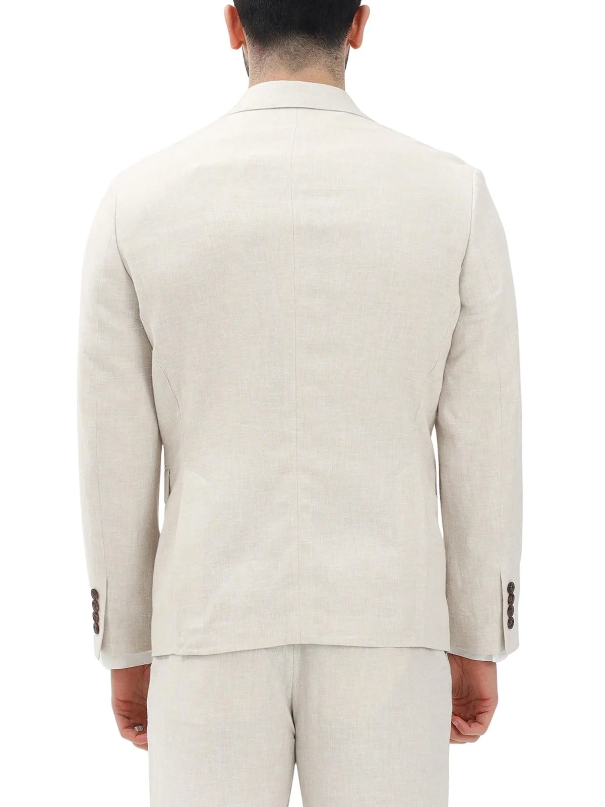 Beige Linen Cotton Rounded Jacket