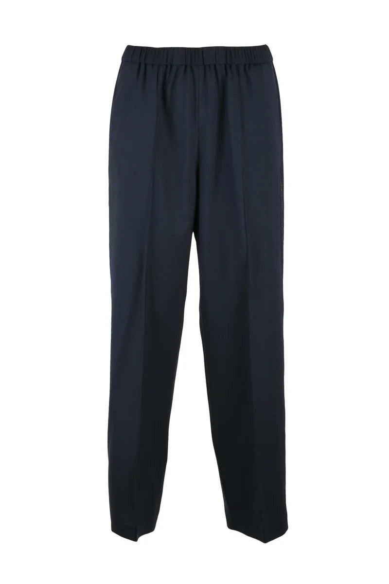 Wool Stretch Trousers - Blue