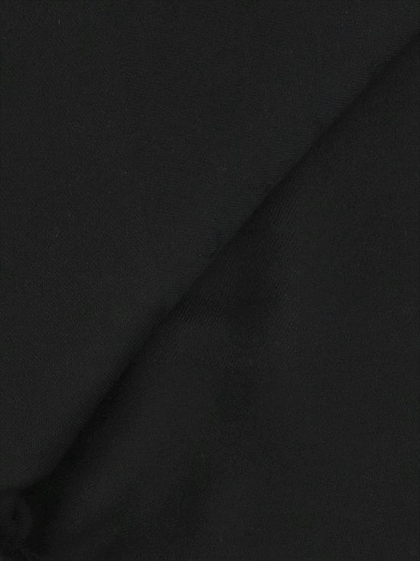 Fringed Black Wool-Silk Blend Scarf