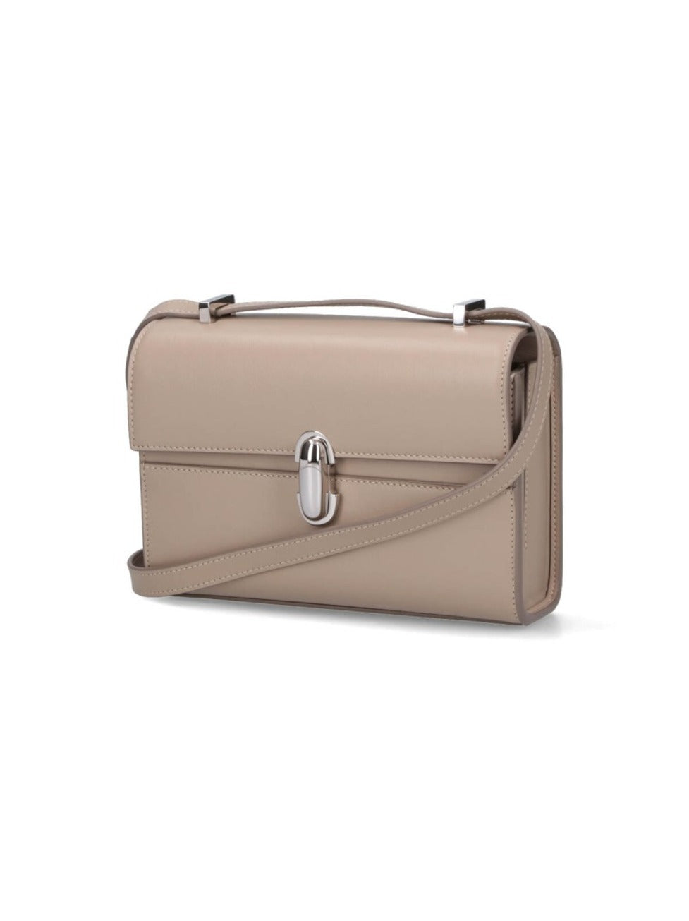 Rectangular Shoulder Bag With Polished Silver Clasp