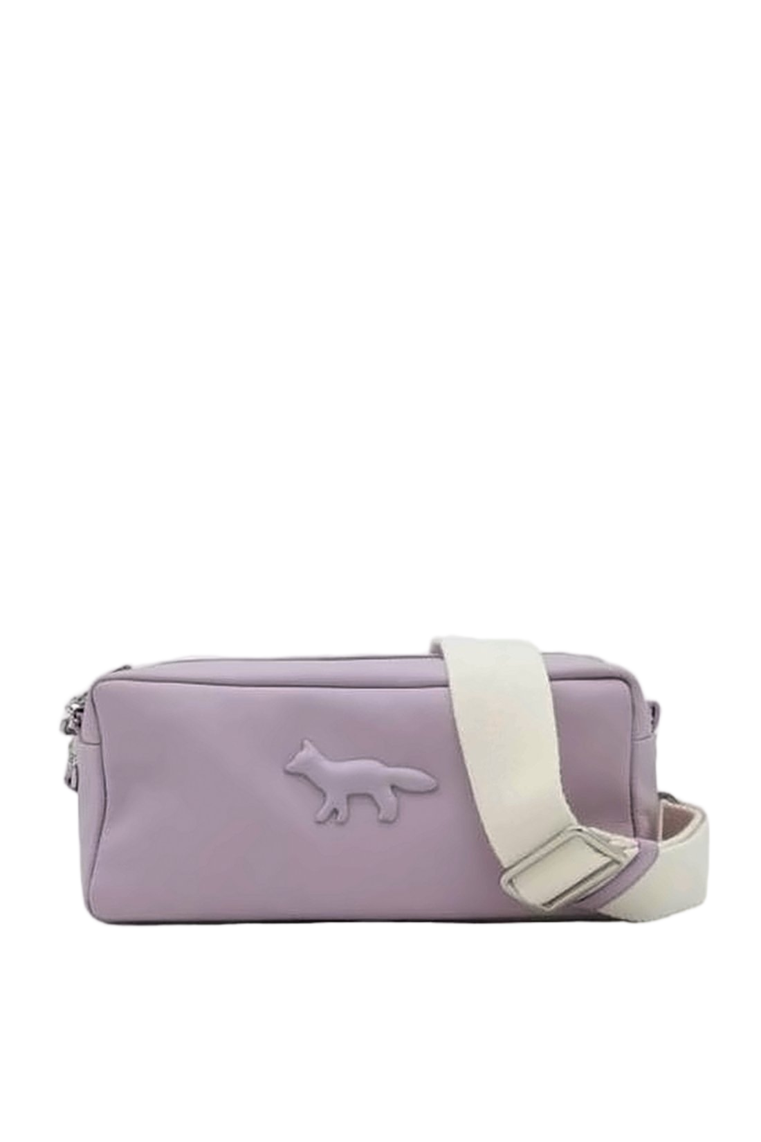 Rectangular Purple Leather Shoulder Bag With Adjustable Fabric Strap
