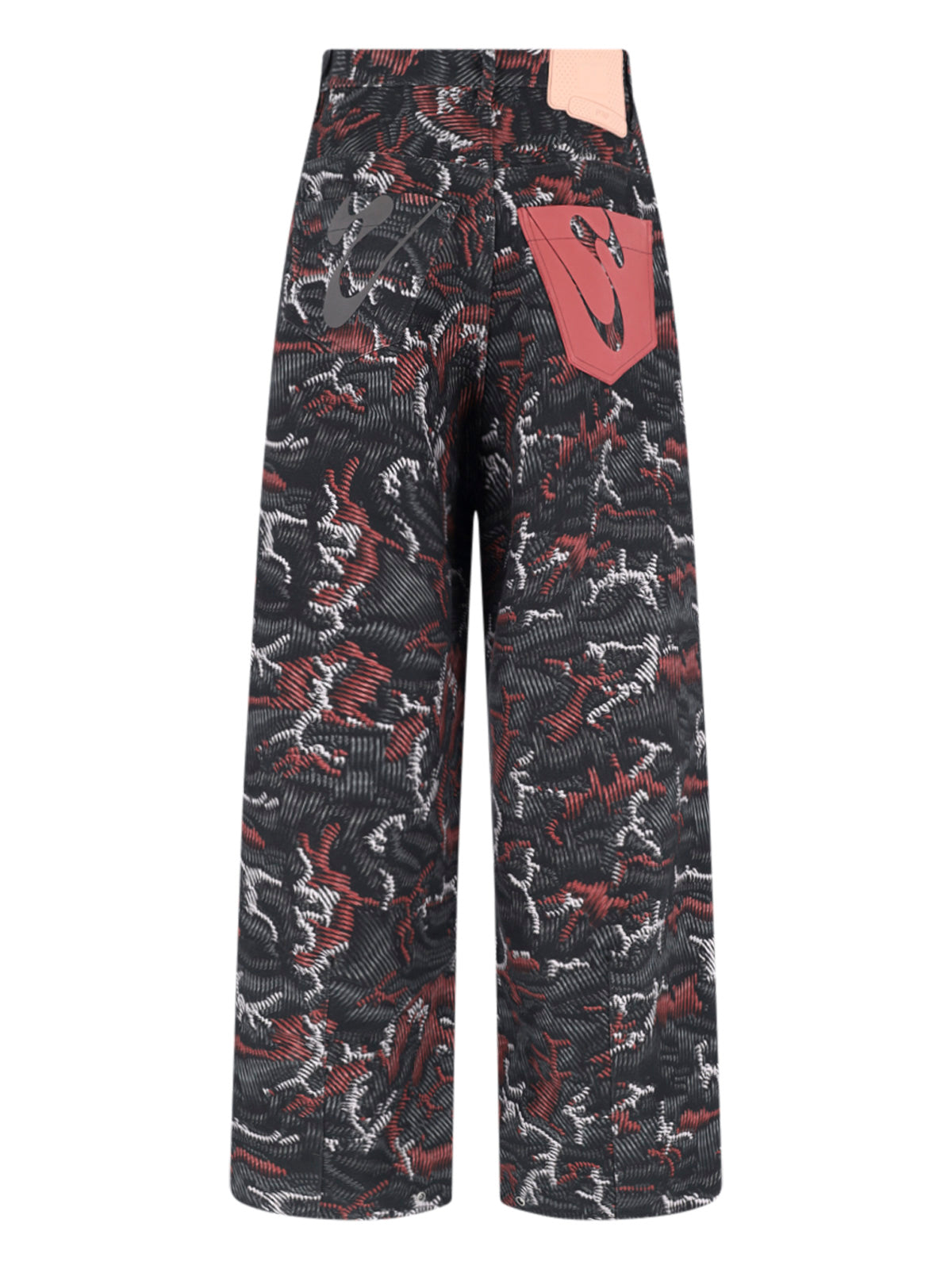Black Abstract Pattern Wide-Leg Trousers
