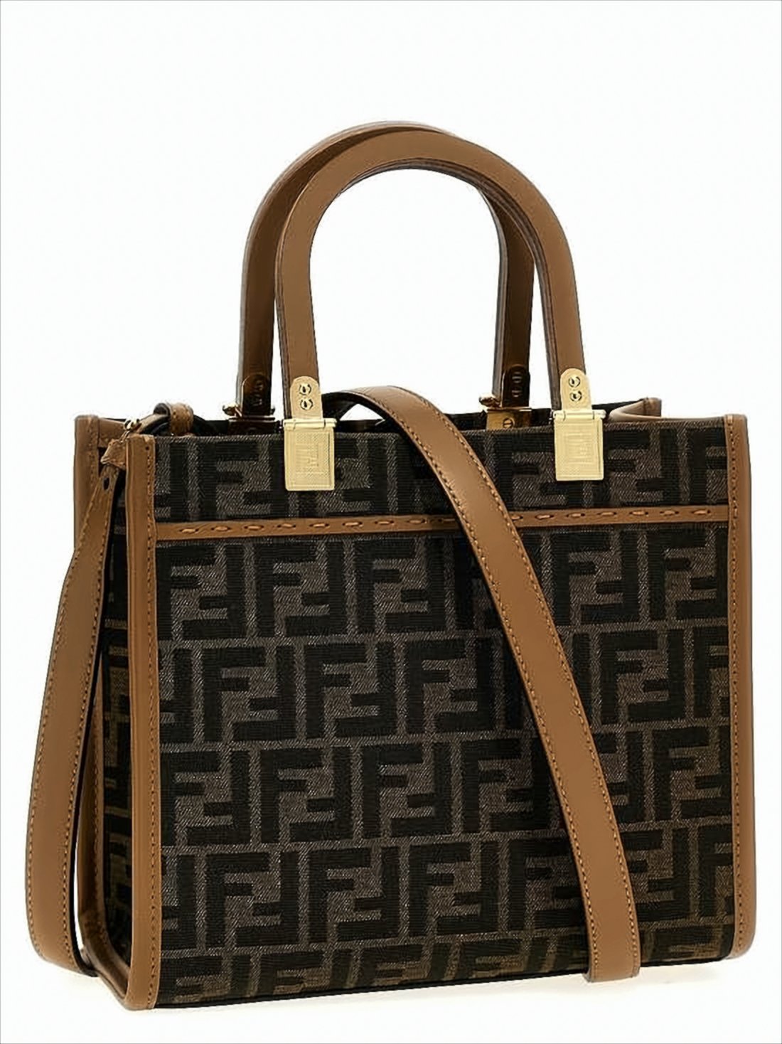 Structured Brown Monogram Canvas Shopper Bag