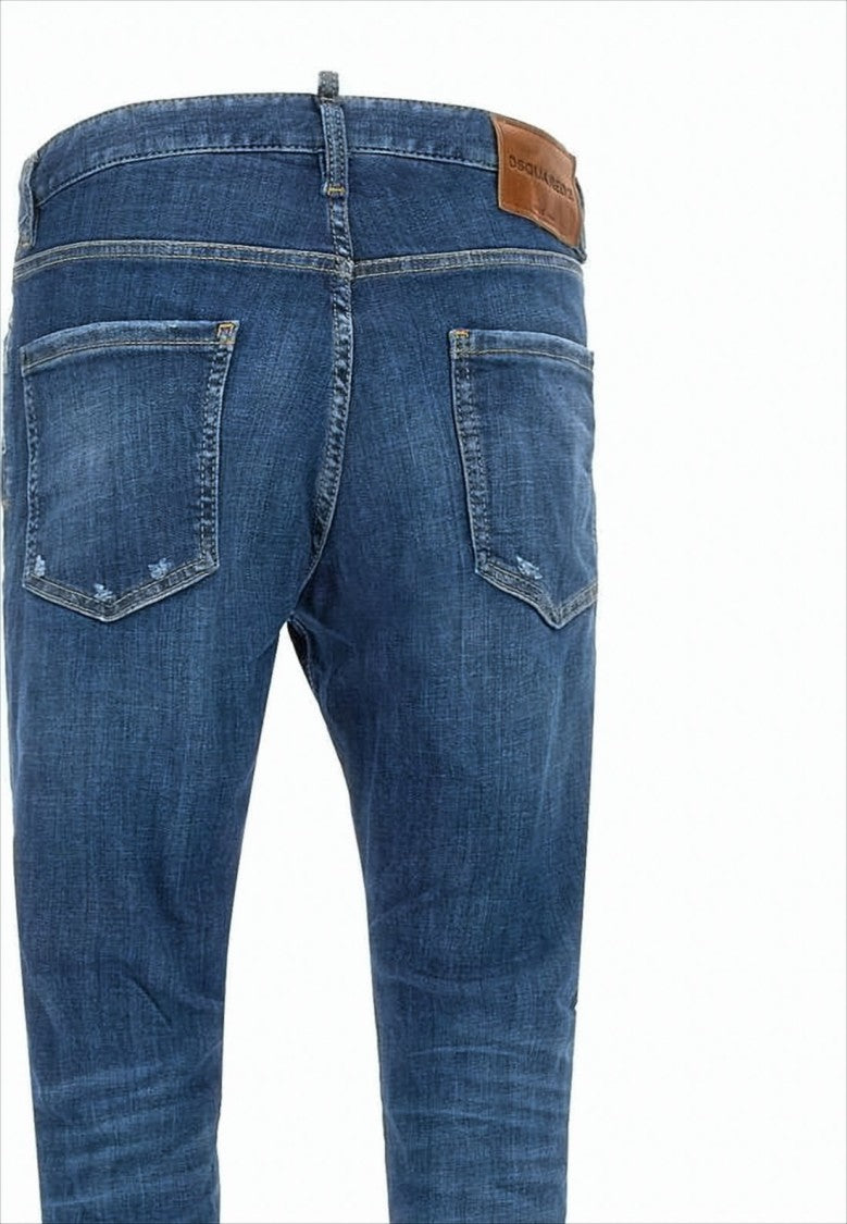 Distressed Denim Pants with Slim Fit