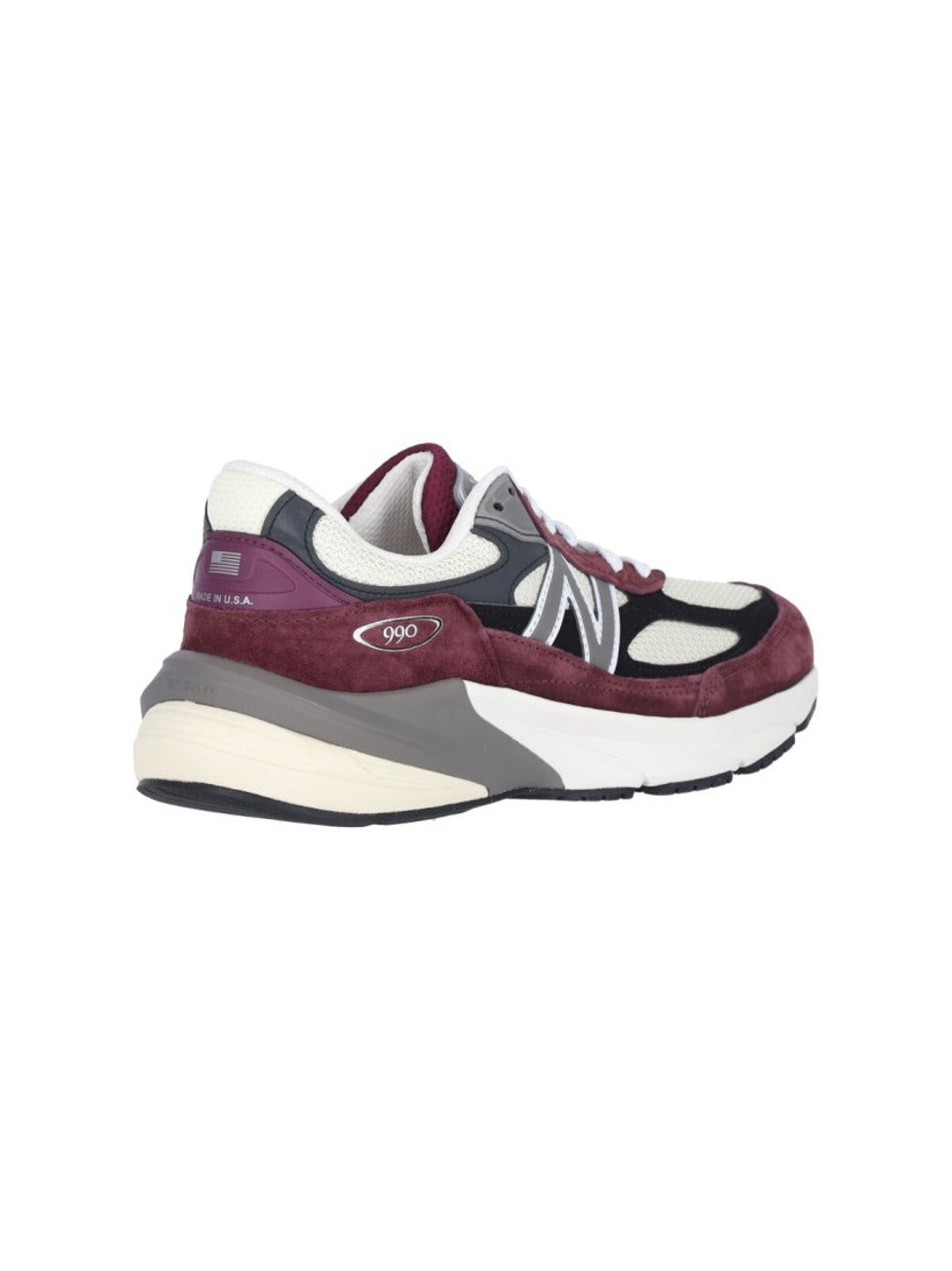 Bordeaux Suede And Mesh Sneakers With Iconic Logo