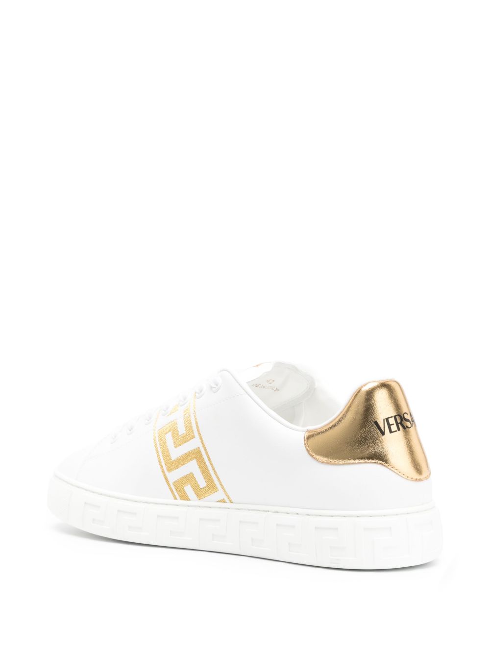 Greca Motif Calf Leather Sneakers