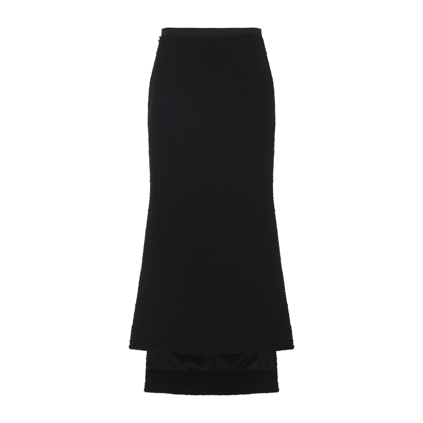 Long Textured Wool Blend Skirt