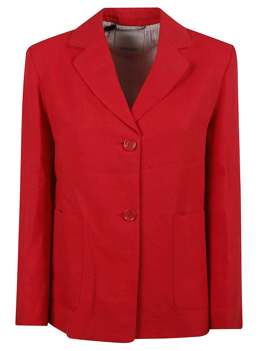 Tailored Red Flax Linen Jacket