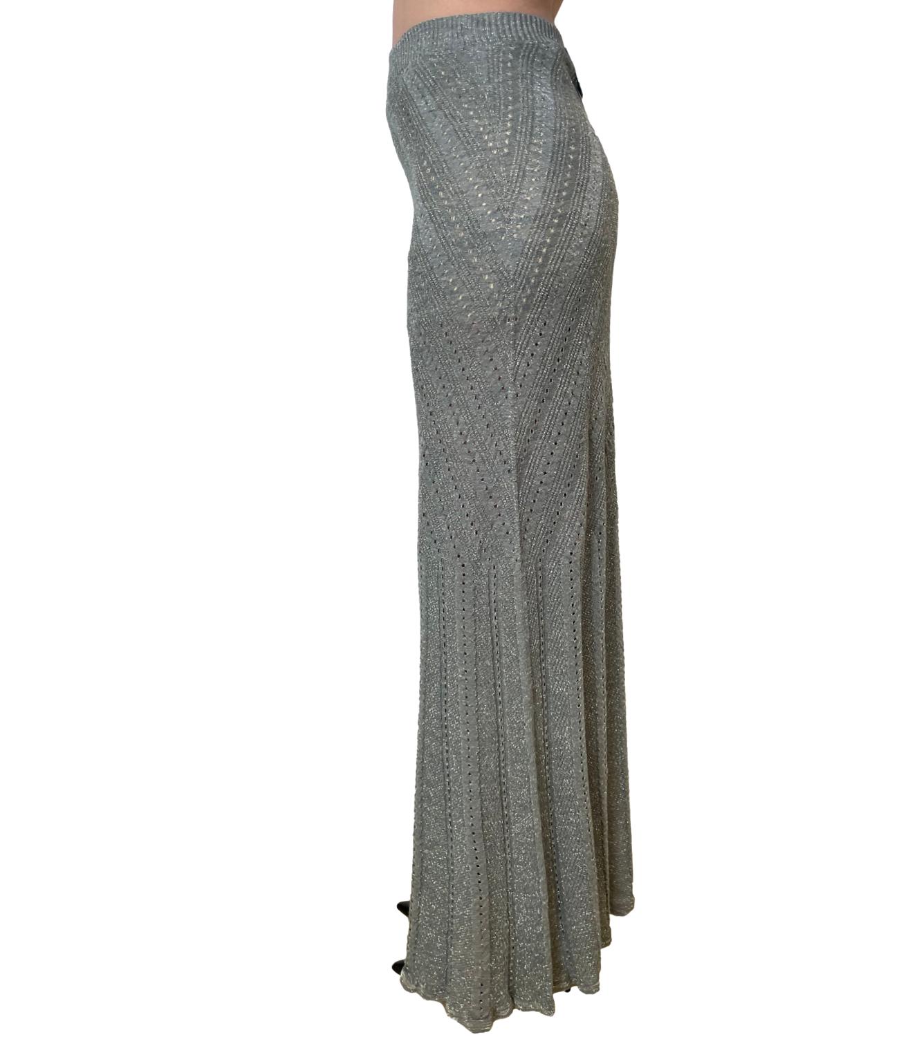 Chevron Knit Maxi Skirt with Fitted Waist