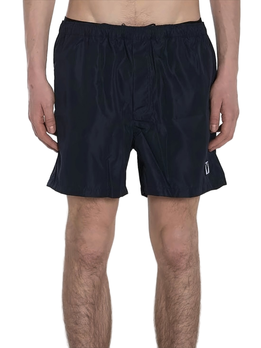 Blue Nylon Shorts with Elastic Waistband