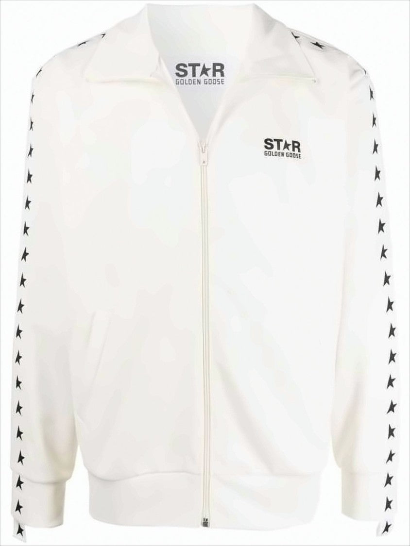 Full-Zip Jacket with High Collar and Bold Star Motifs