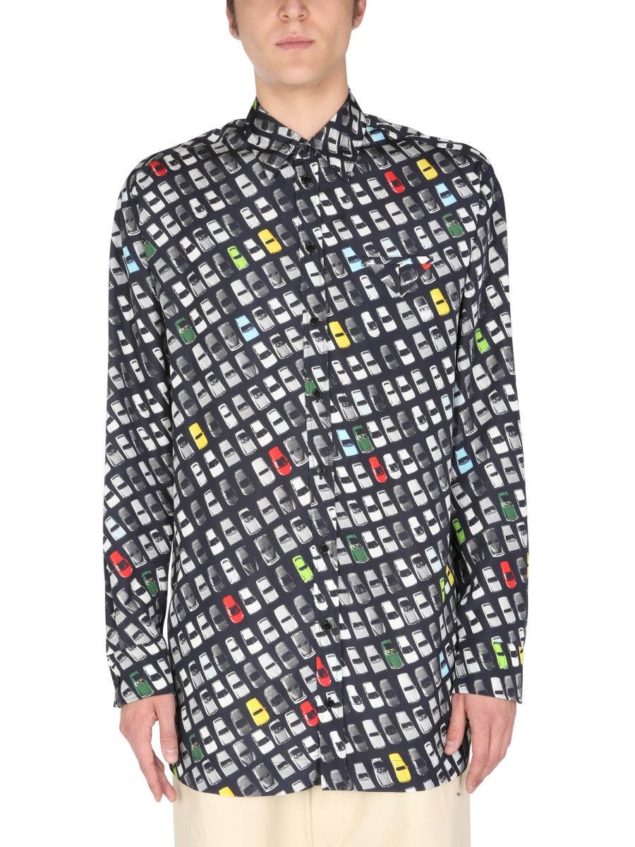 Allover Print Casual Shirt with Classic Collar