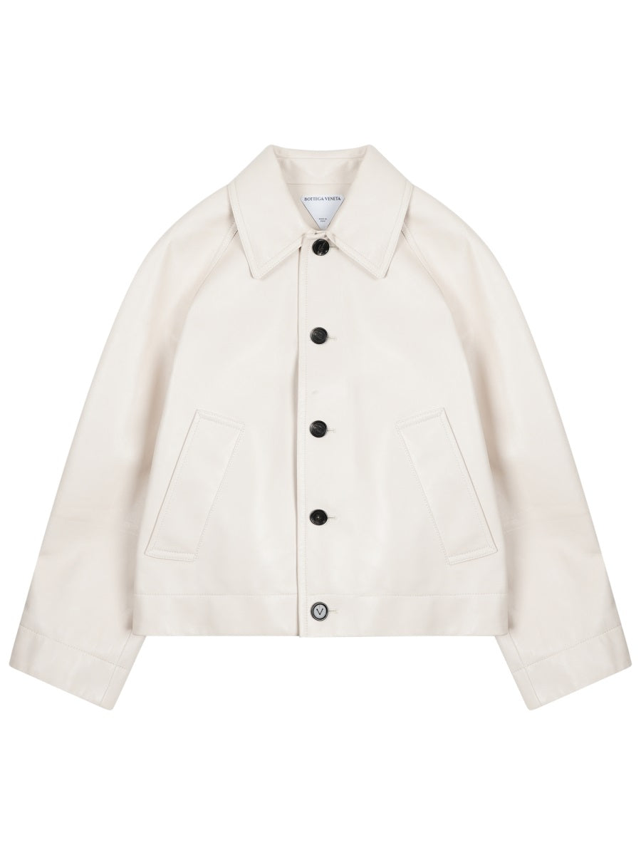 Cropped Lamb Leather Jacket With Classic Collar