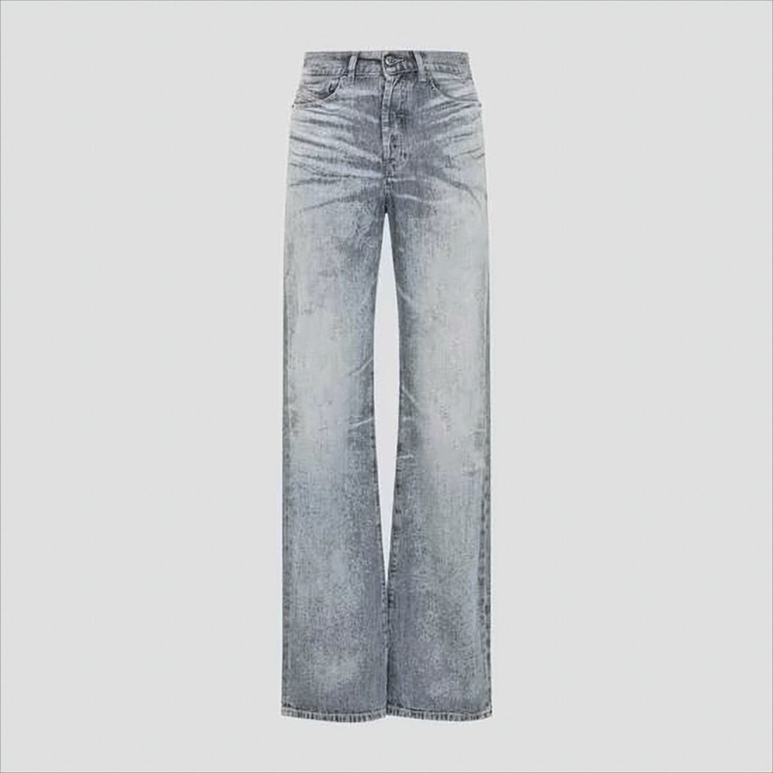 High-Waisted Wide-Leg Denim Jeans with Faded Wash