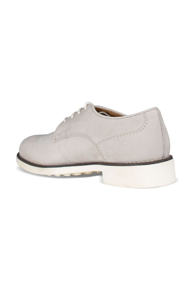 Beige Leather Derby Shoes With Design