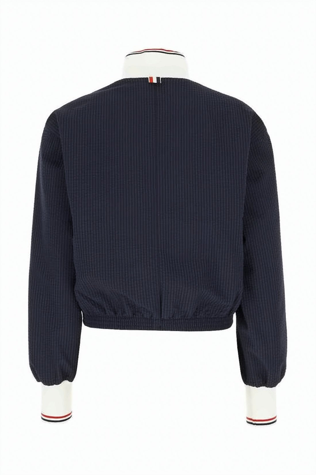 Cropped Navy Jacket with Textured Wool