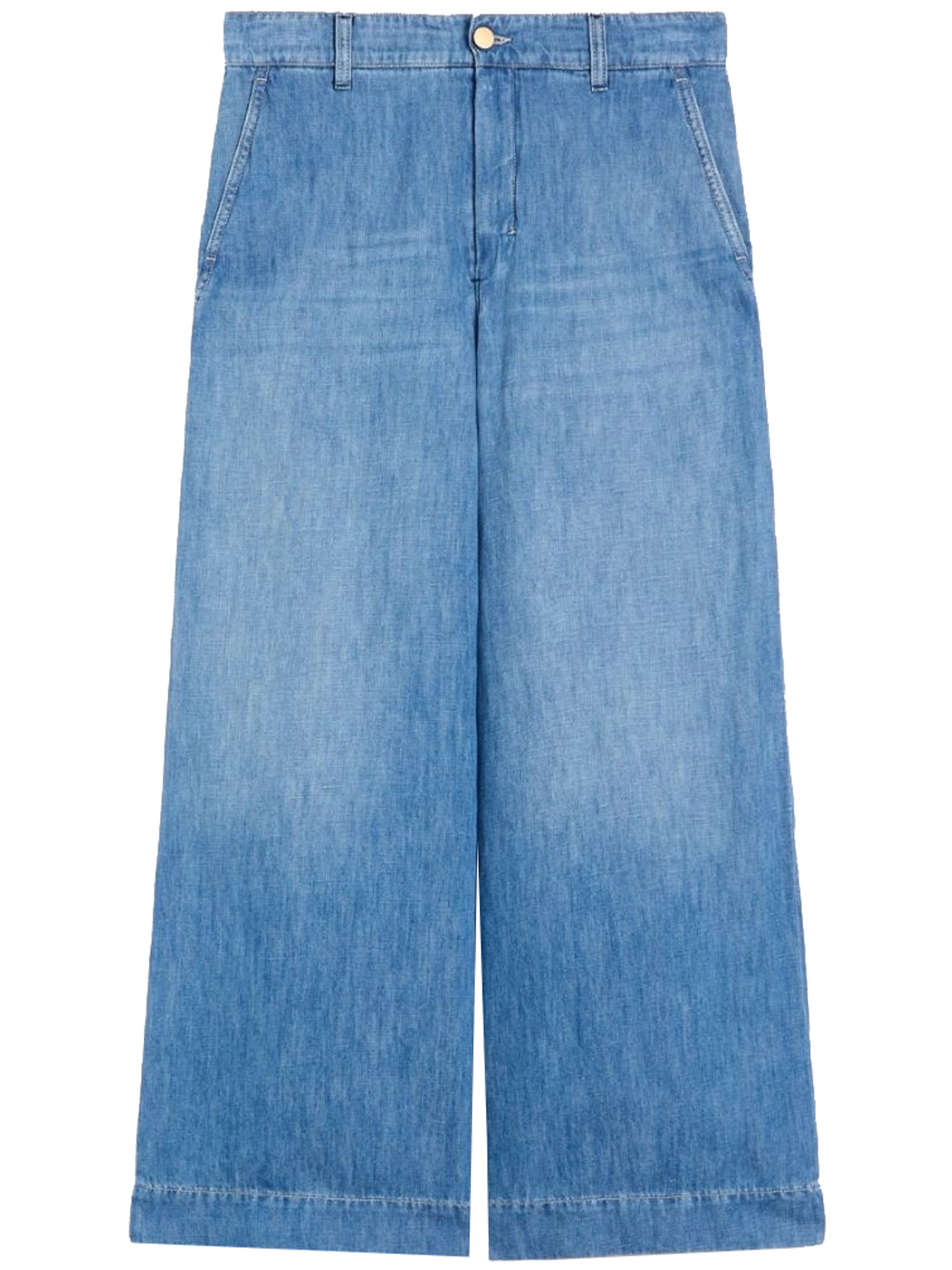 Blue Smmastice Wide-Leg High Denim Culottes