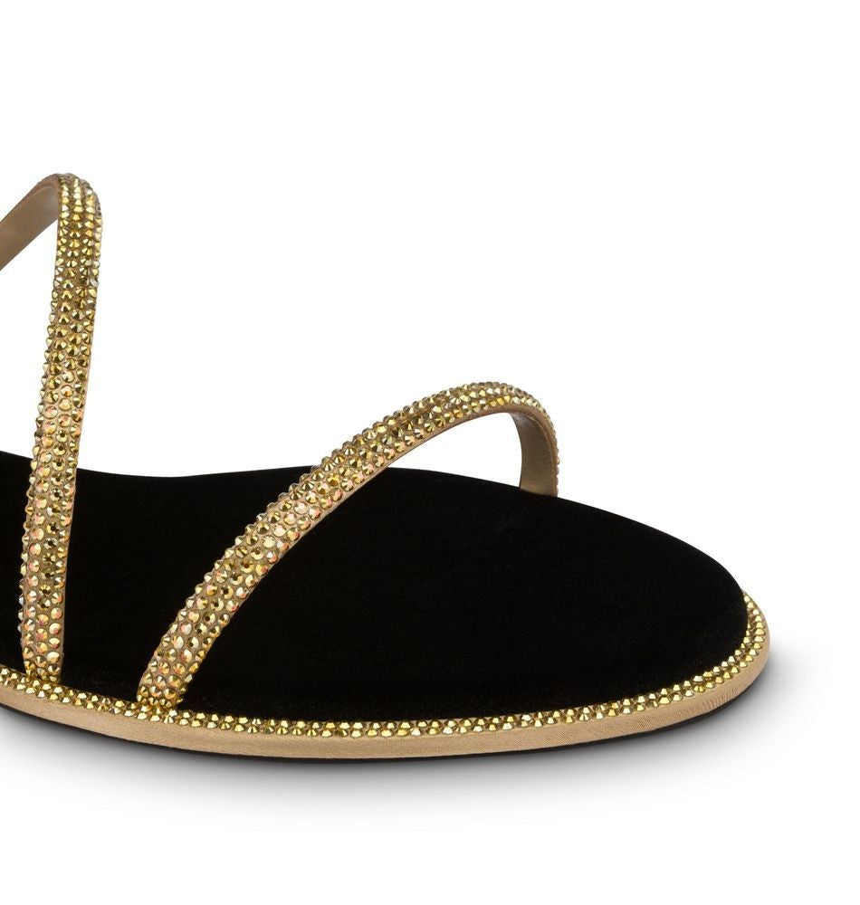 Cleo Black And Gold Flat Sanda