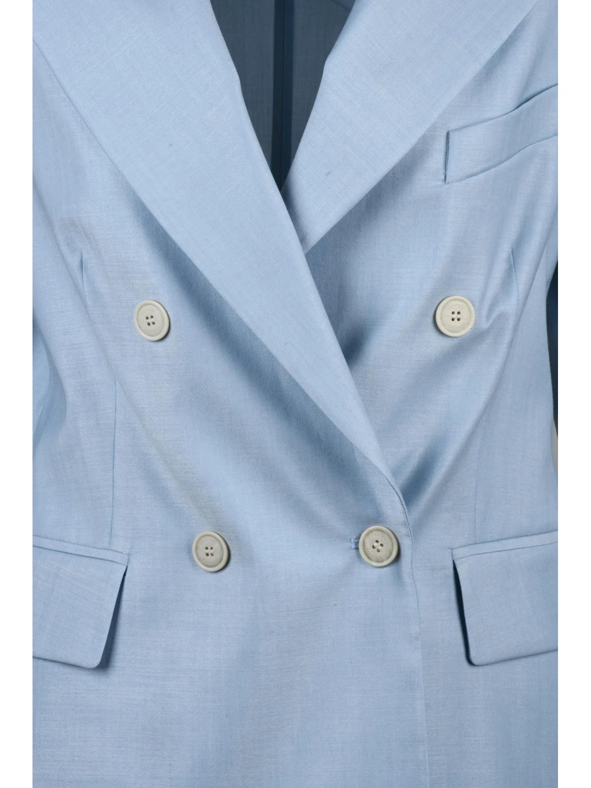 Light Blue Double-Breasted Wool Viscose Jacket