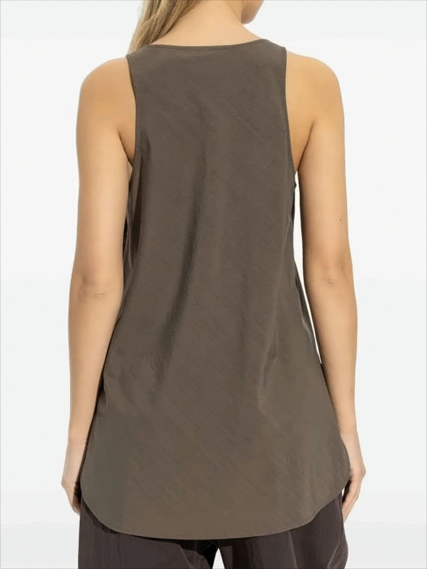 Scoop Neck Sleeveless Top with Front Button Placket
