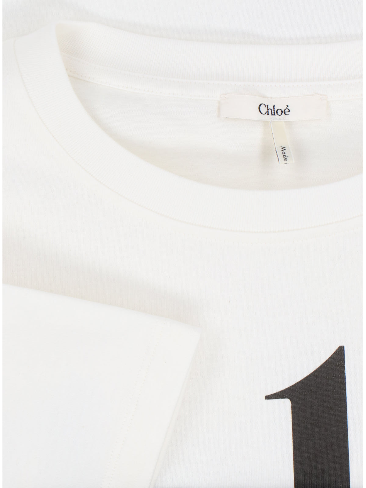 Logo Crop Top, In White Cotton, Crew Neck