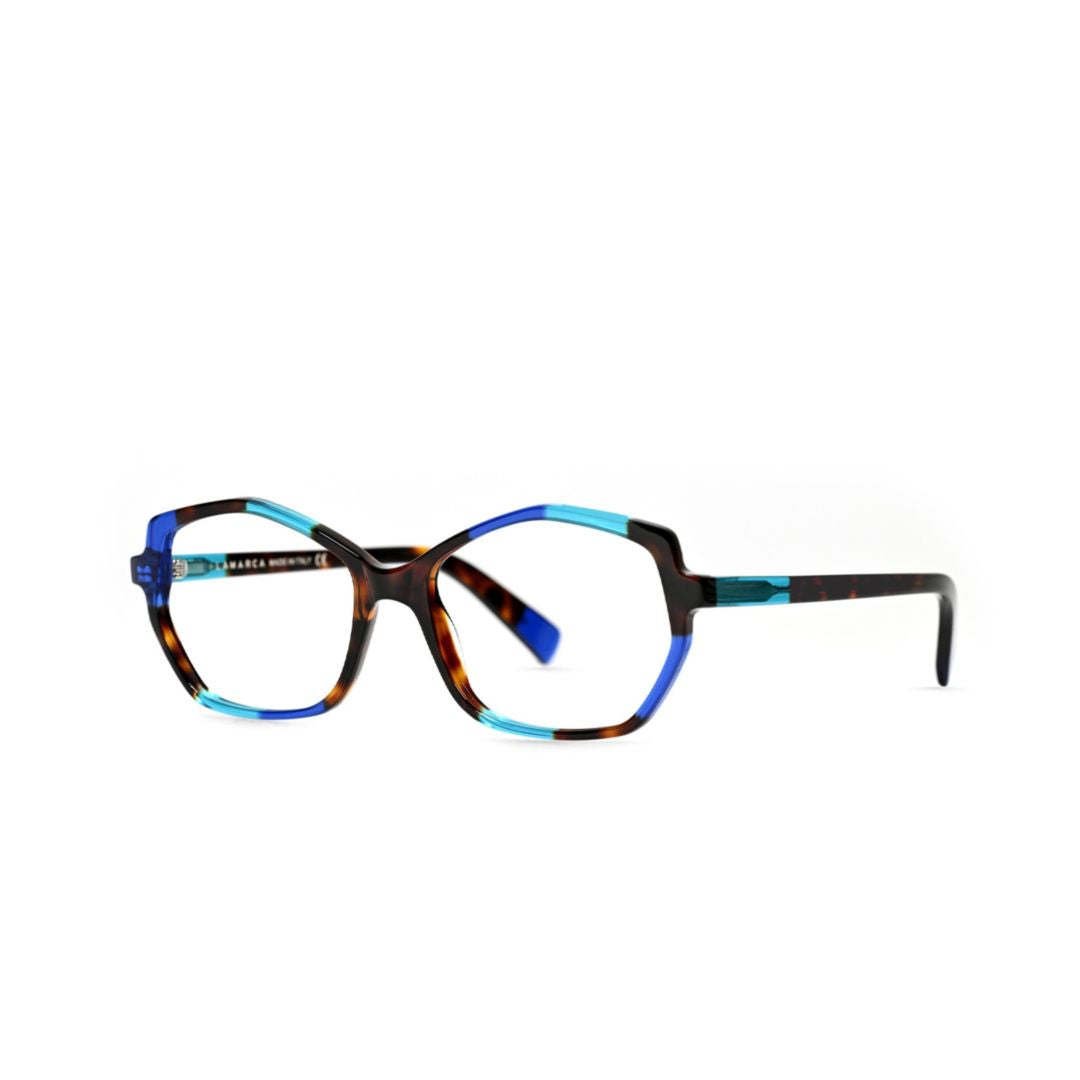 Mosaico179 Geometric Tortoiseshell Eyeglasses with Vibrant Blue Accents