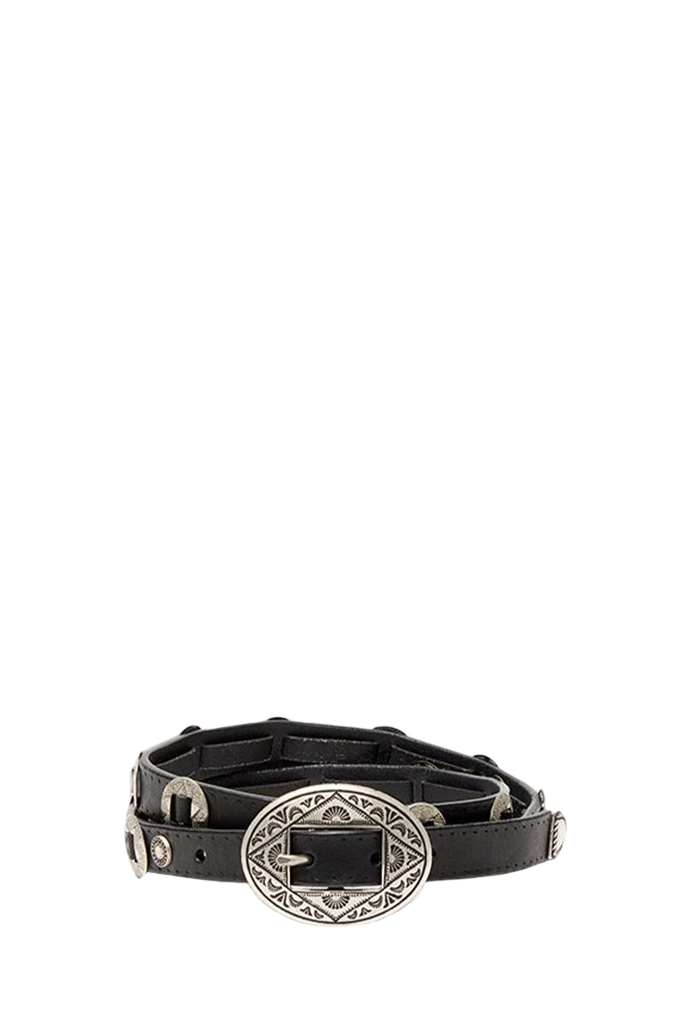 Black Washed Leather Belt