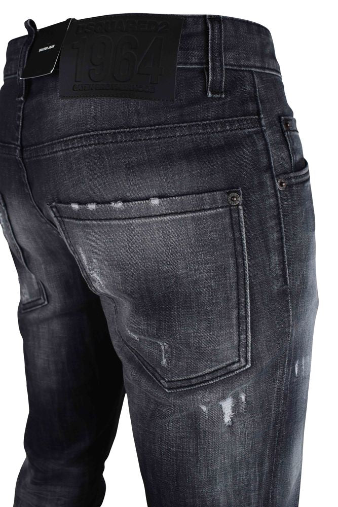 Distressed Dark Cotton Skater Jeans