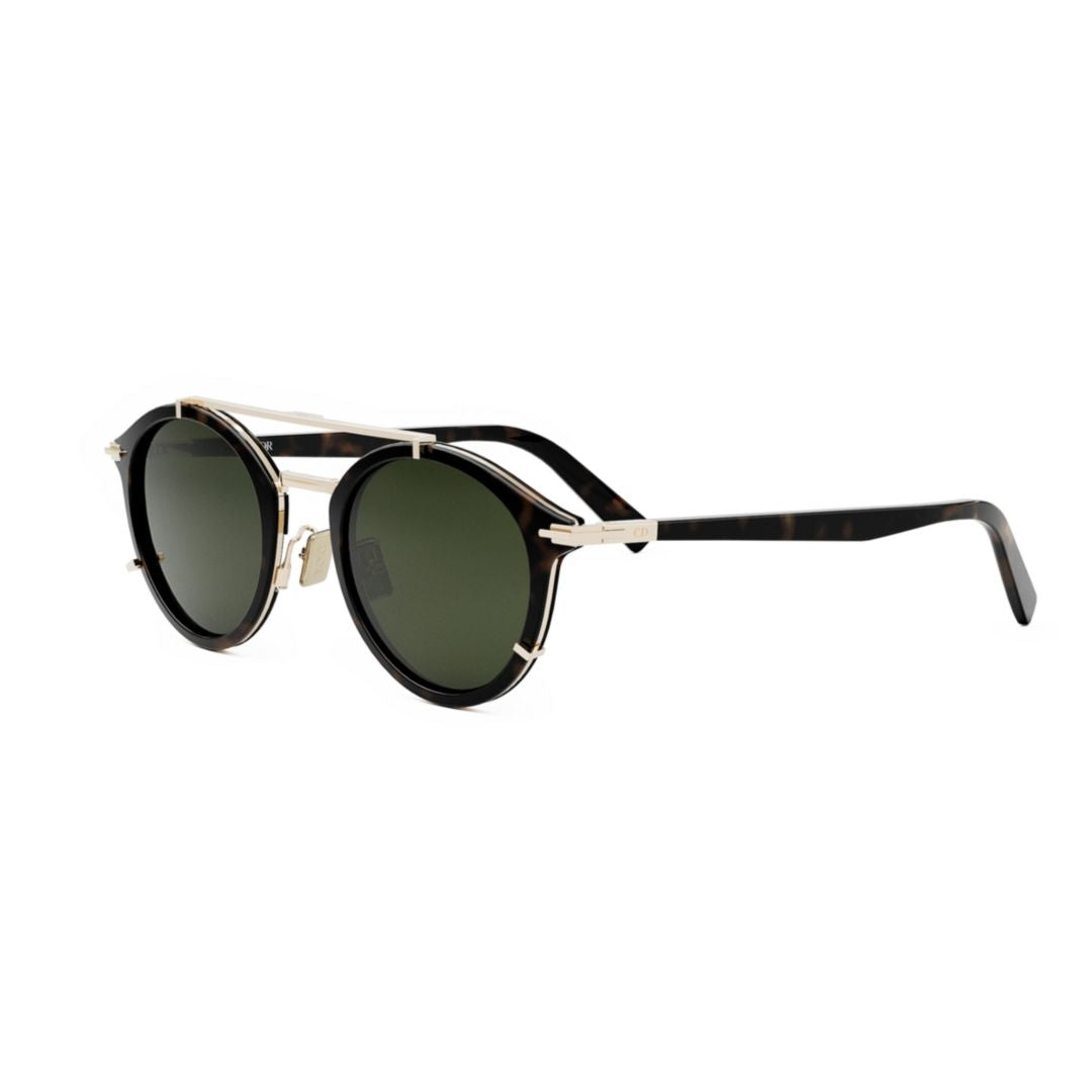 Tortoiseshell Diorblacksuit Round Gold Accent Sunglasses