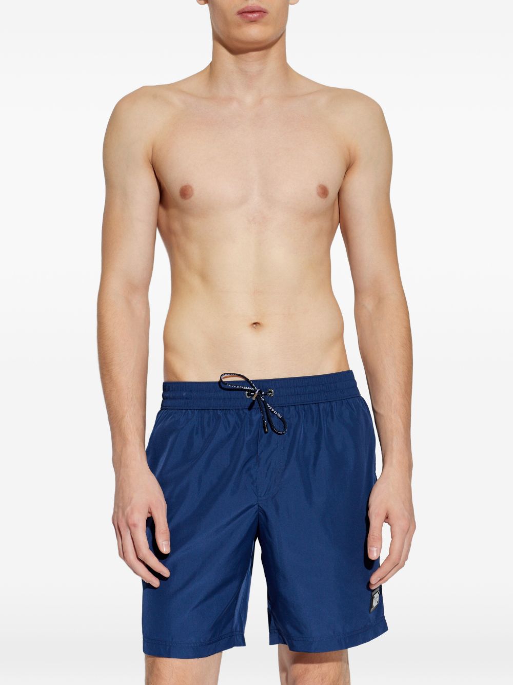 Deep Blue Elastic Waistband Swim Shorts