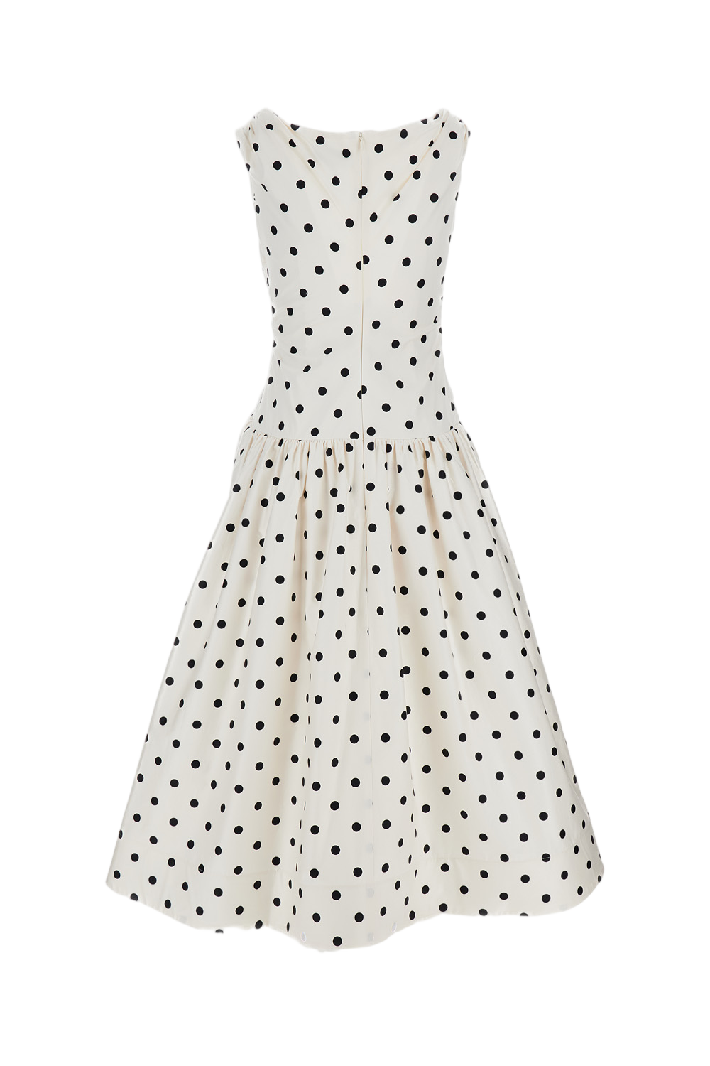 Cream Polka Dot Cotton Midi Dress