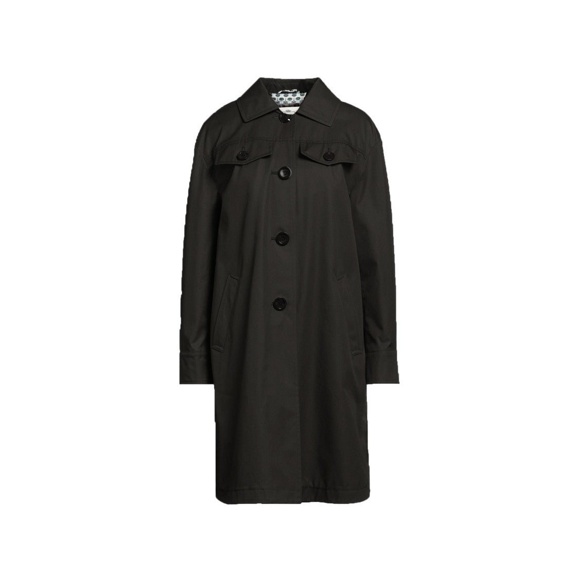 Black Cotton Parka With Curved Hem