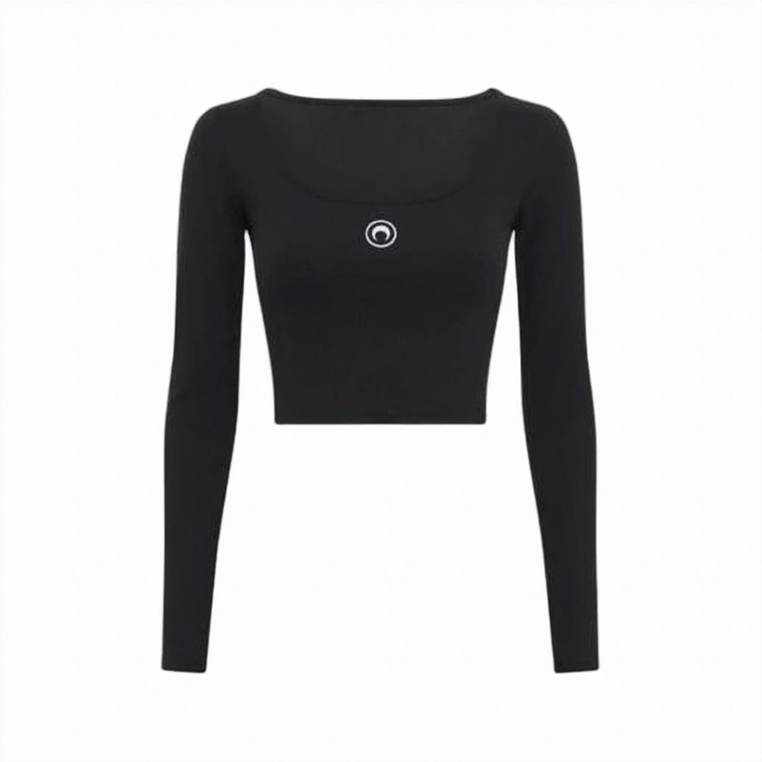Fitted Black Long-Sleeve Crop Top