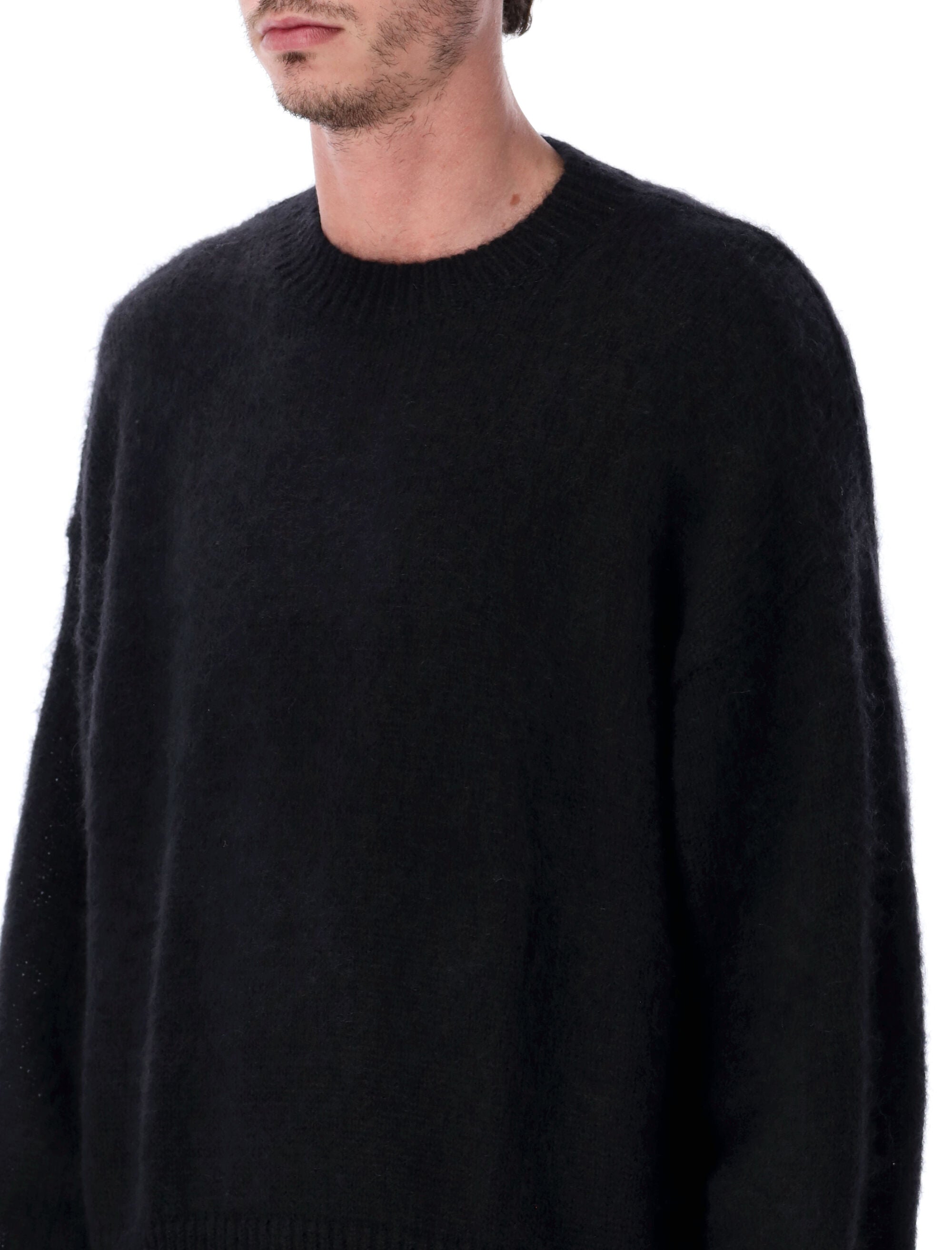 Wynn Black Superkid Mohair Crewneck Sweater