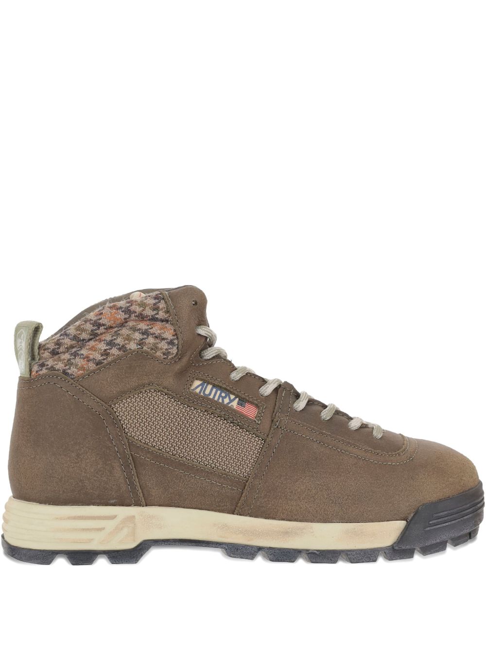 Mid-Top Sneakers with Houndstooth Ankle Panel