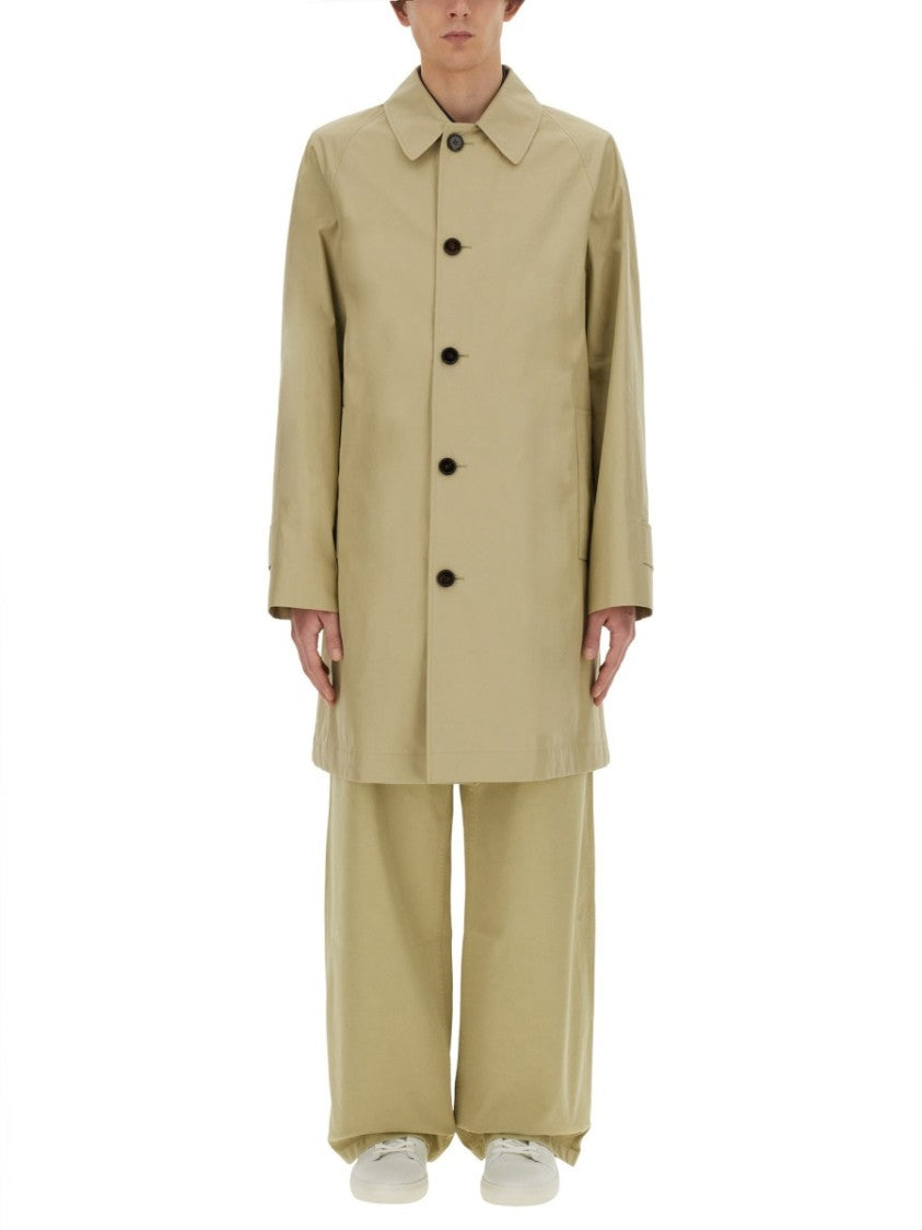 Cotton Trench Coat With Oversized Sleeves And