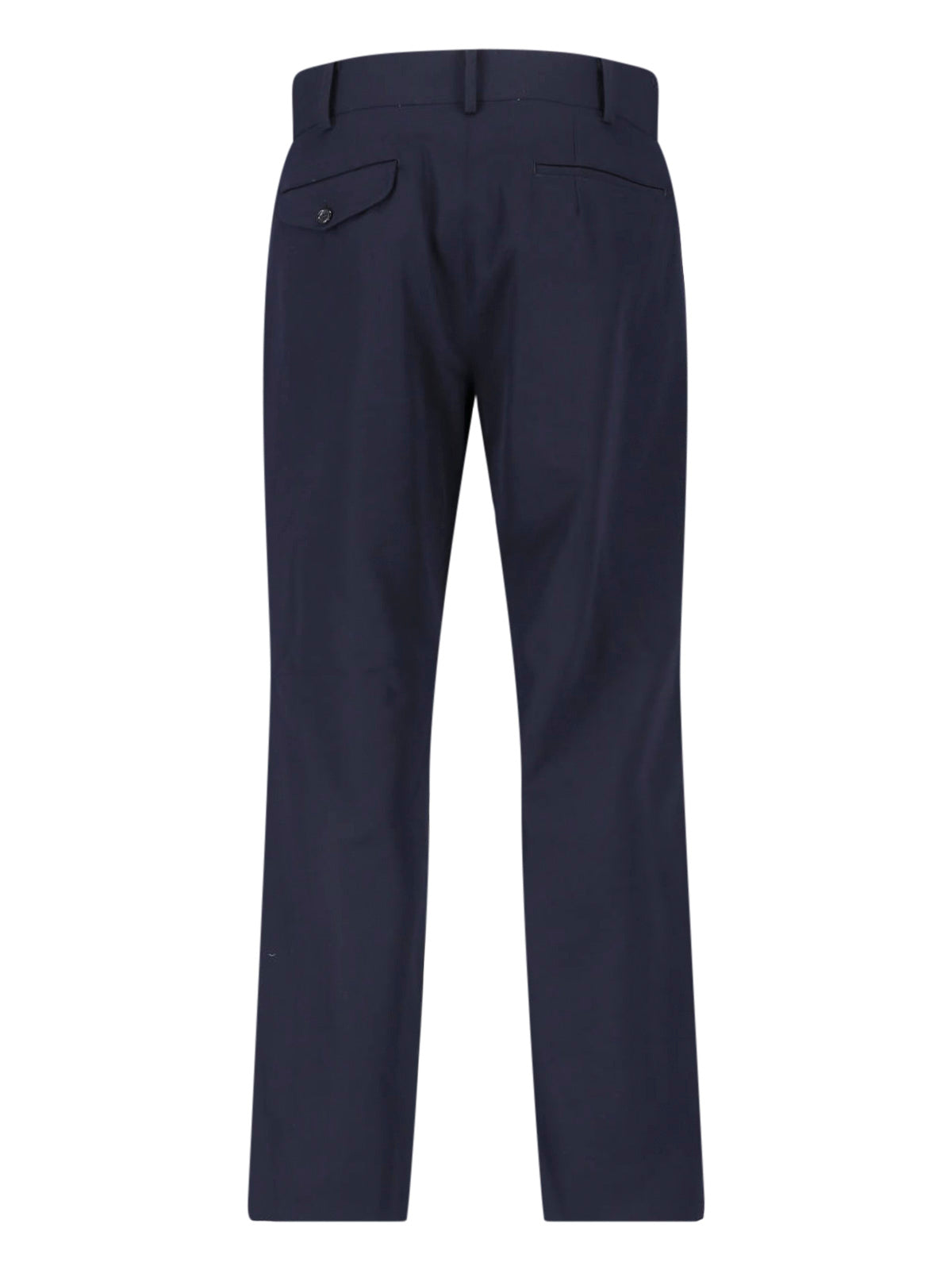 Blue Tailored Straight-Leg Wool Trousers