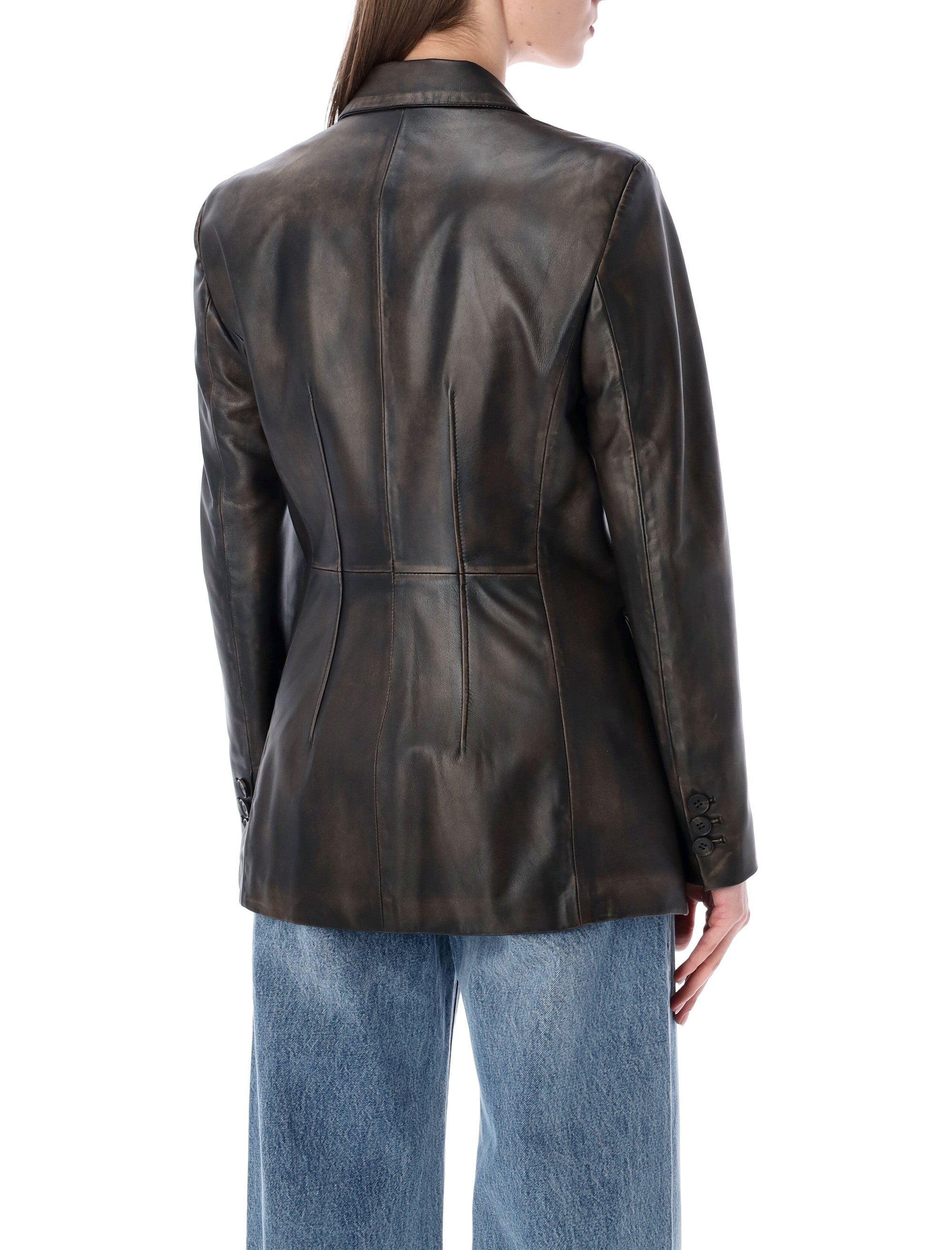 6.6.44 Rub Off Leather Blazer