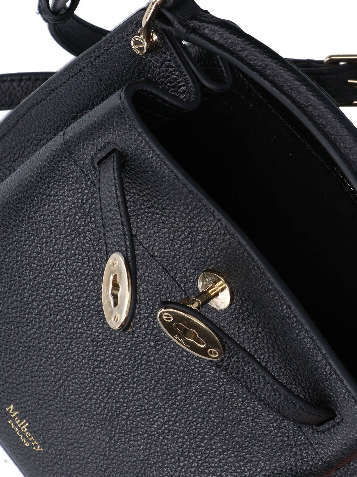 Mini Bucket Bag in Textured Black Leather