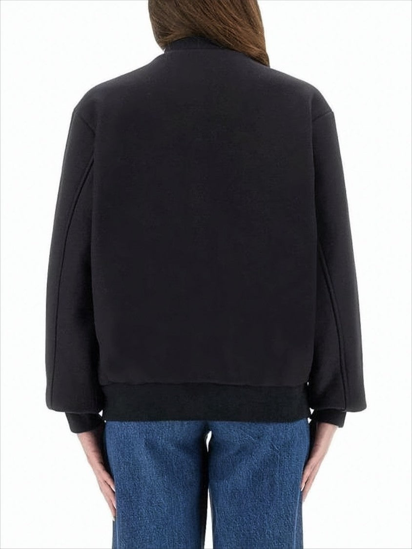 Boxy Black Jacket with Snap-Button Closure