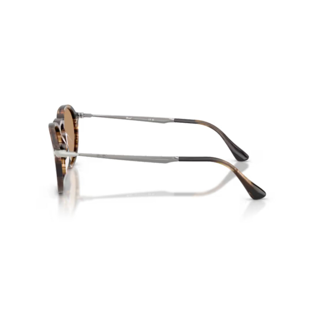 0po3383s Rounded Tortoiseshell Acetate Sunglasses with Metal Temples