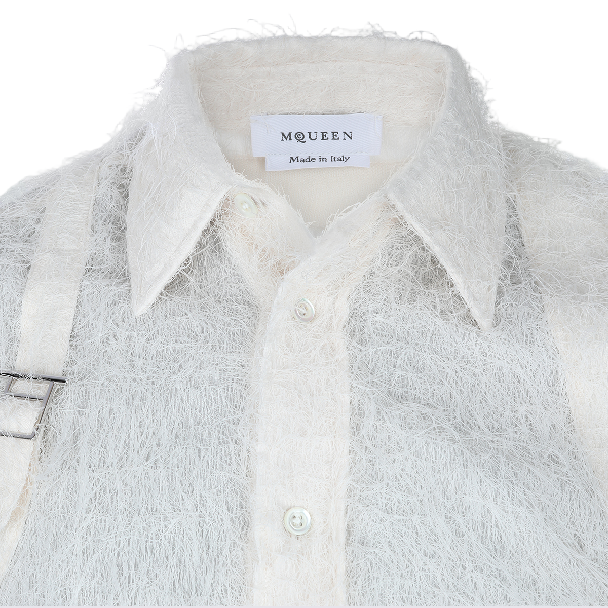 Textured White Button-Down Shirt