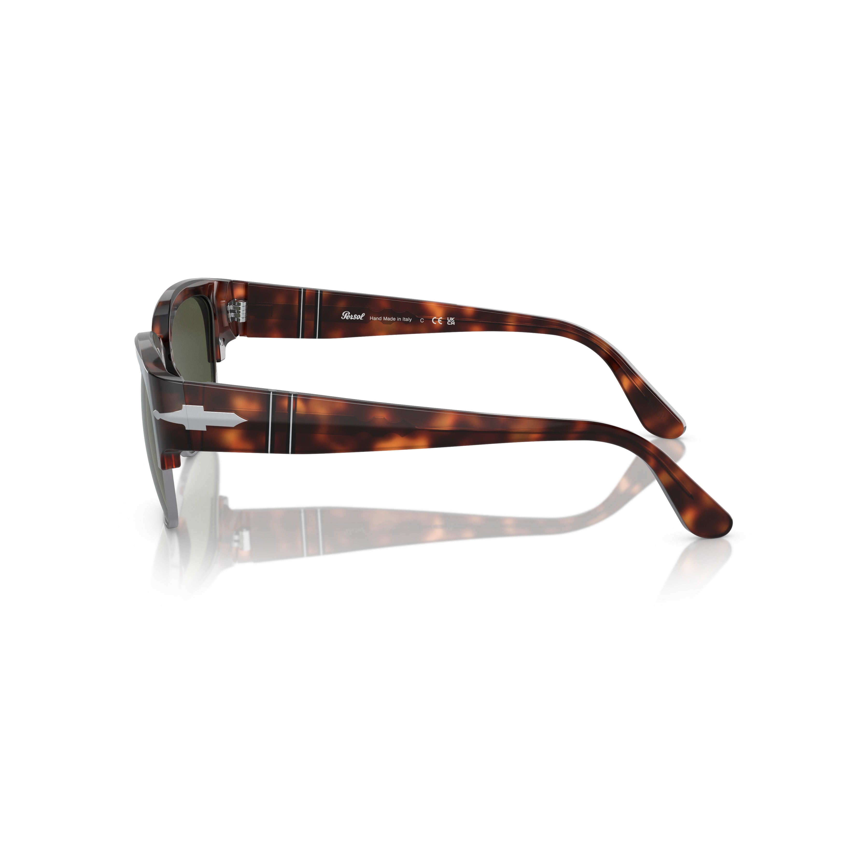 0po3319s Tortoiseshell Square Frame Sunglasses with Silver Arrow Detail