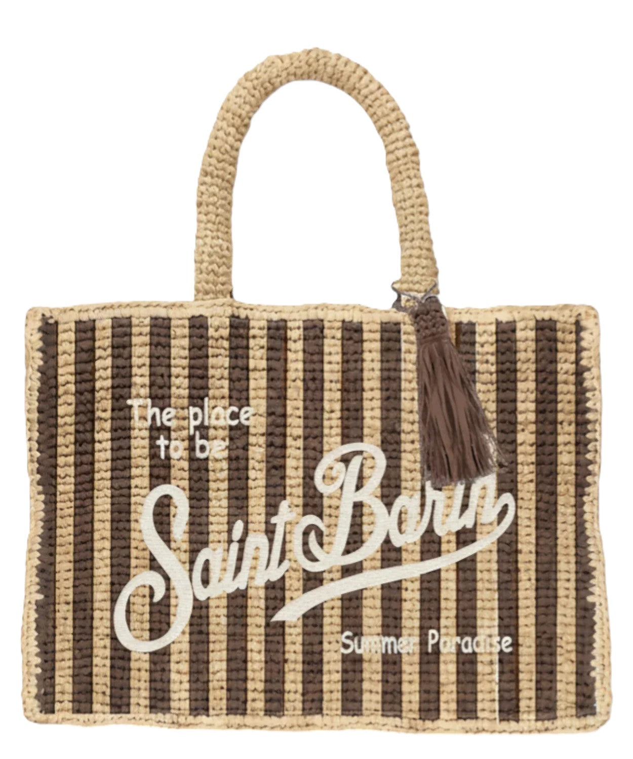 Woven Rectangular Tote Bag with Vertical Stripes
